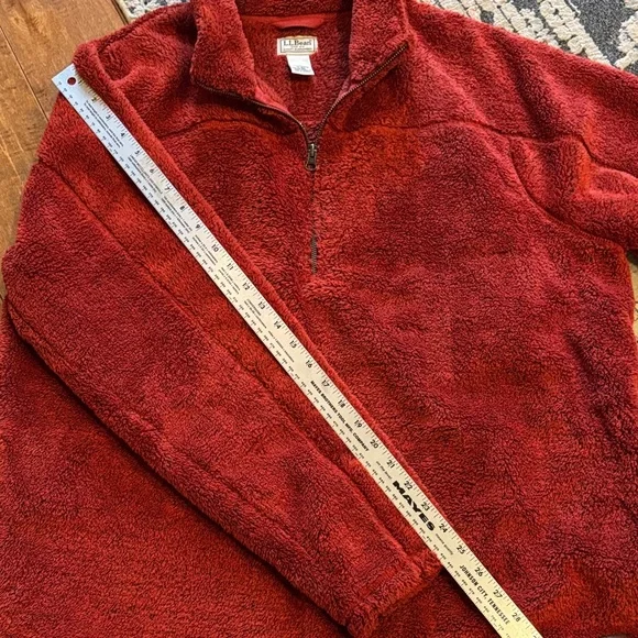 L.L. Bean Men's half Zip-Up Sherpa Fleece Sweater in Rich Coral / Rust XL‎ - Picture 11 of 12